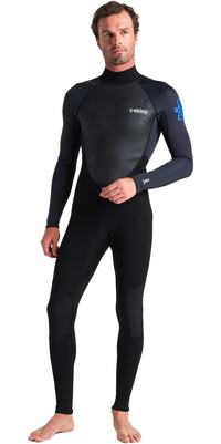 2026 C-Skins Mens Element 3/2mm Back Zip Wetsuit C-EL32STM - Black / Anthracite / Cyan